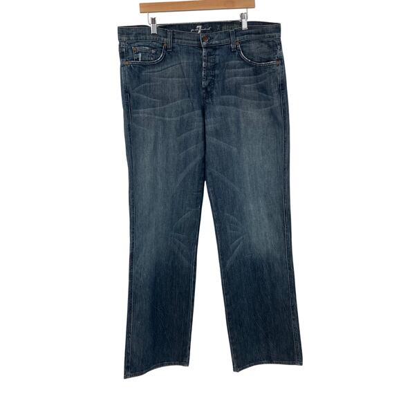 7 for all Mankind 38x34 Relaxed 'A Pocket' Dark Wash Button Fly Jeans Cowboy - Picture 1 of 14